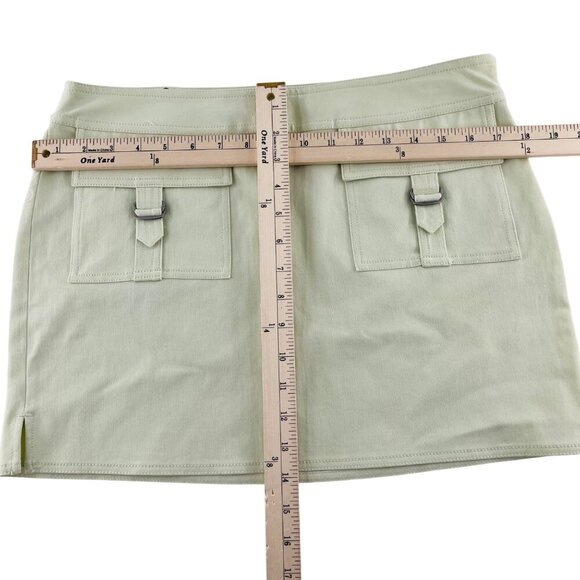 Express Women's Stretch Mini Skirt With Front Cargo Pockets Size 8 Khaki Beige - Picture 3 of 4